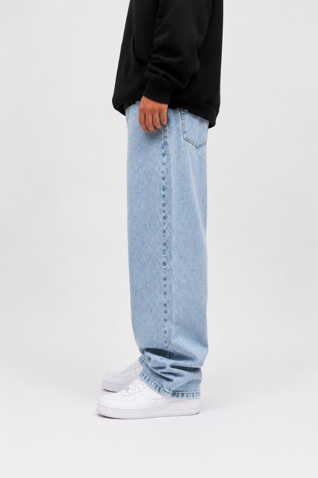 Taş Yıkamalı Buz Mavi Baggy Jean - görsel 3
