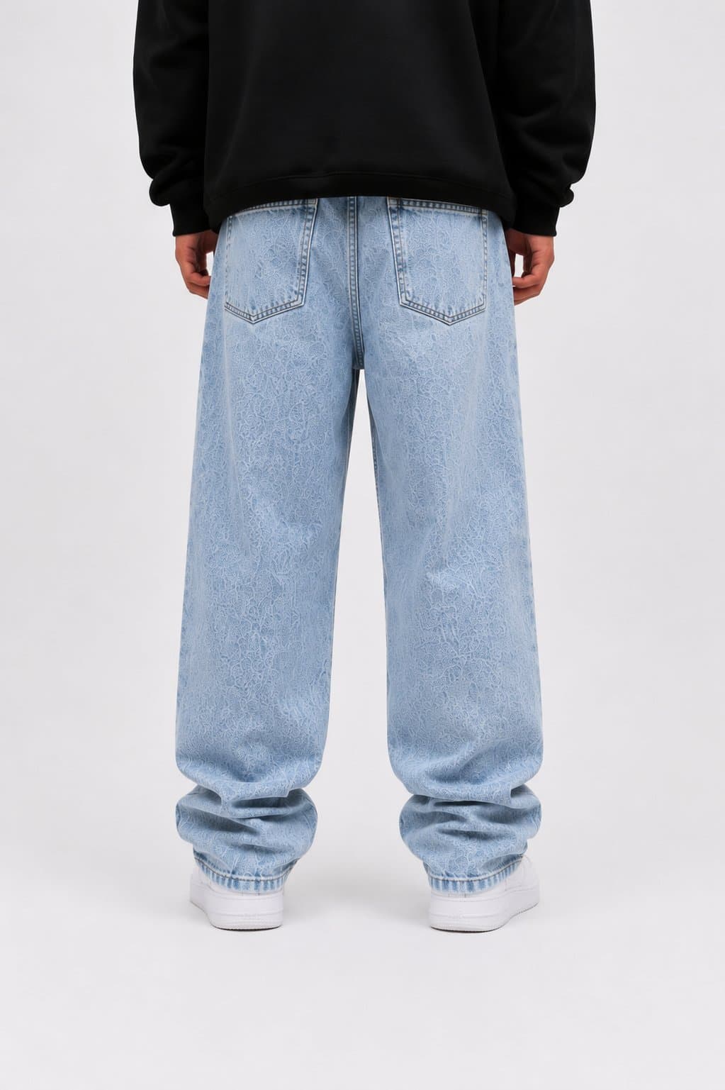 Taş Yıkamalı Buz Mavi Baggy Jean - görsel 4