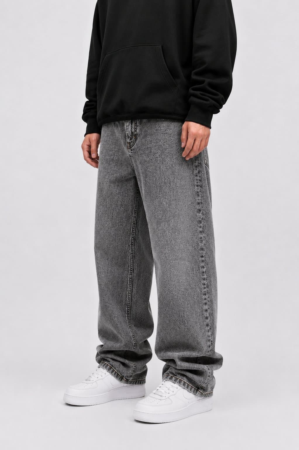 Taş Yıkamalı Füme Baggy Jean - görsel 2