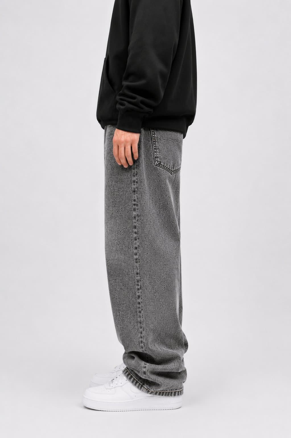 Taş Yıkamalı Füme Baggy Jean - görsel 3