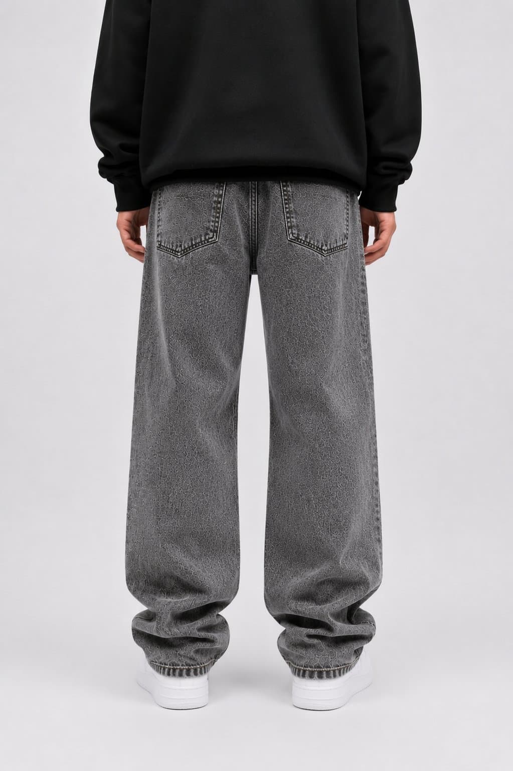 Taş Yıkamalı Füme Baggy Jean - görsel 4