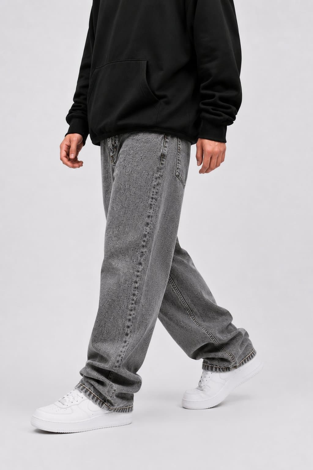Taş Yıkamalı Füme Baggy Jean - görsel 5