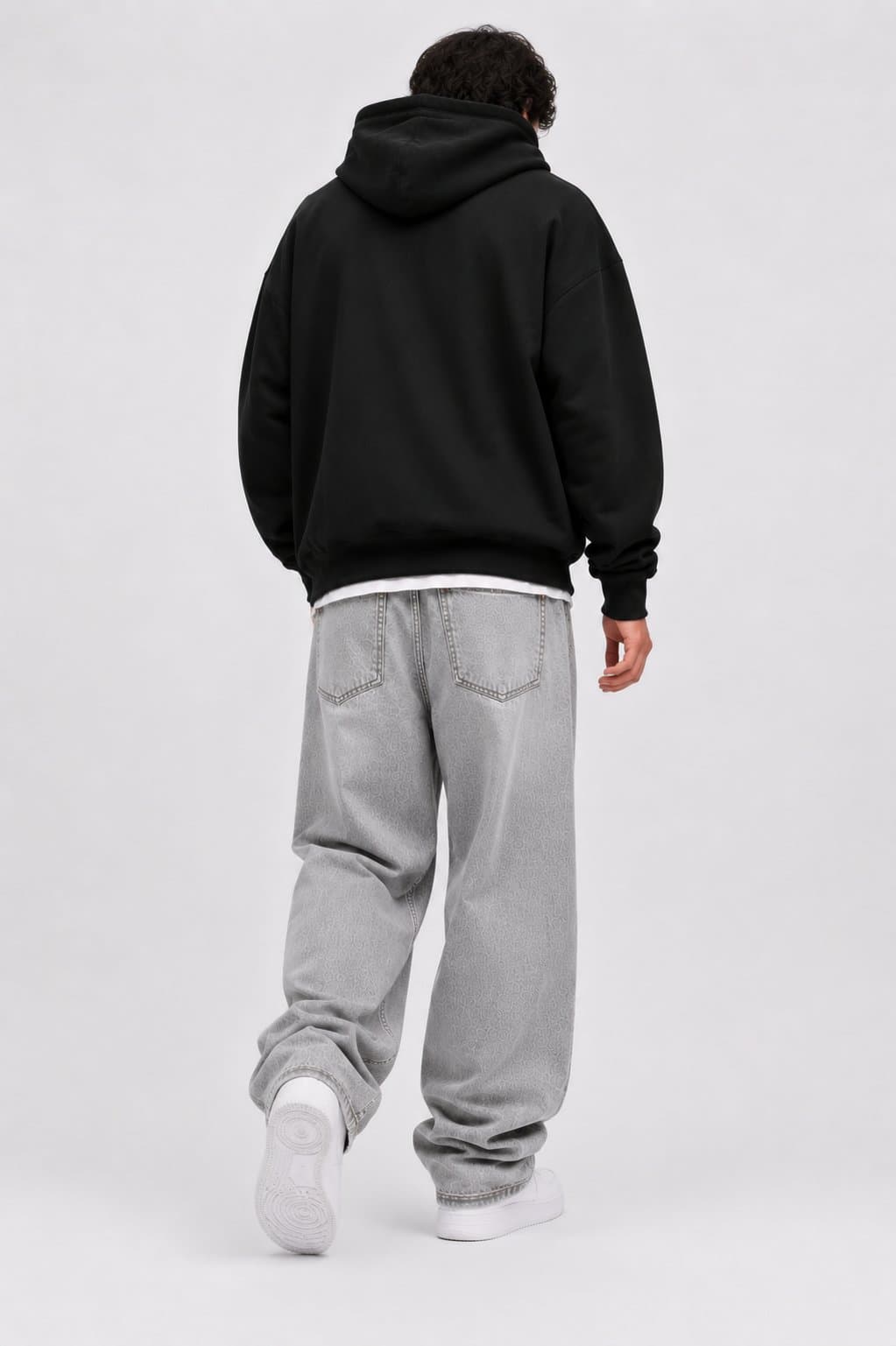 Taş Yıkamalı Gri Baggy Jean - görsel 5